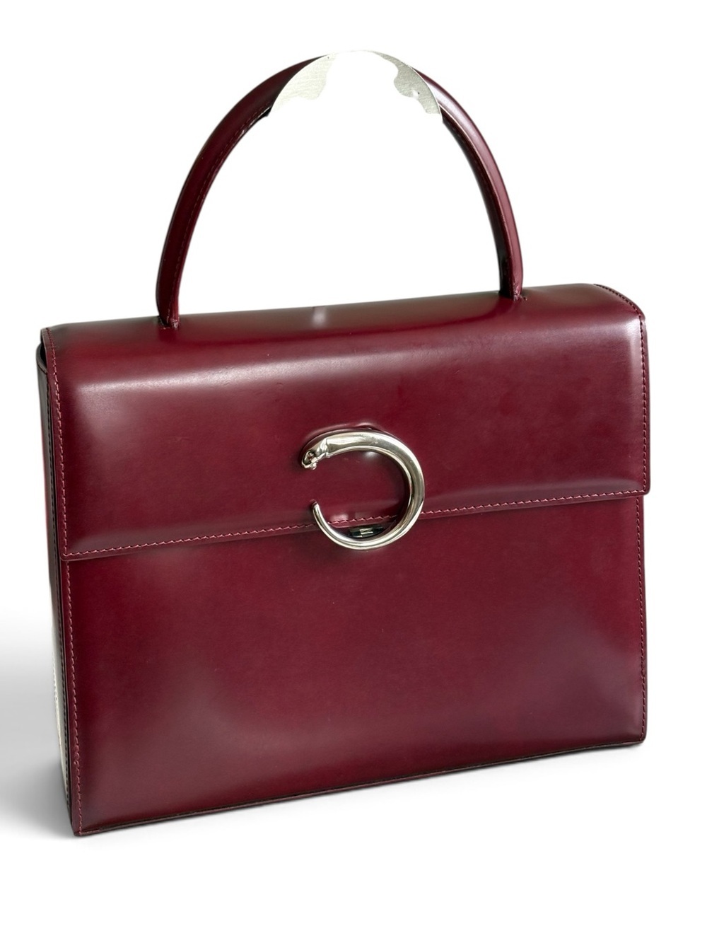 Cartier Panthere top handle vintage burgundy leather Autentic bag